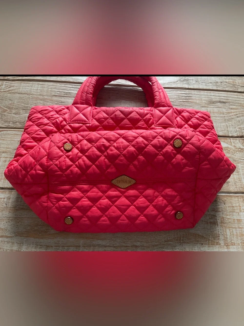 MZ Wallace Coral Quilted Small Metro Tote Deluxe, Includes Duster, Straps